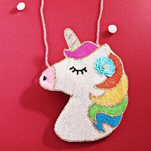 Kids Seed-Beaded Unicorn Crossbody